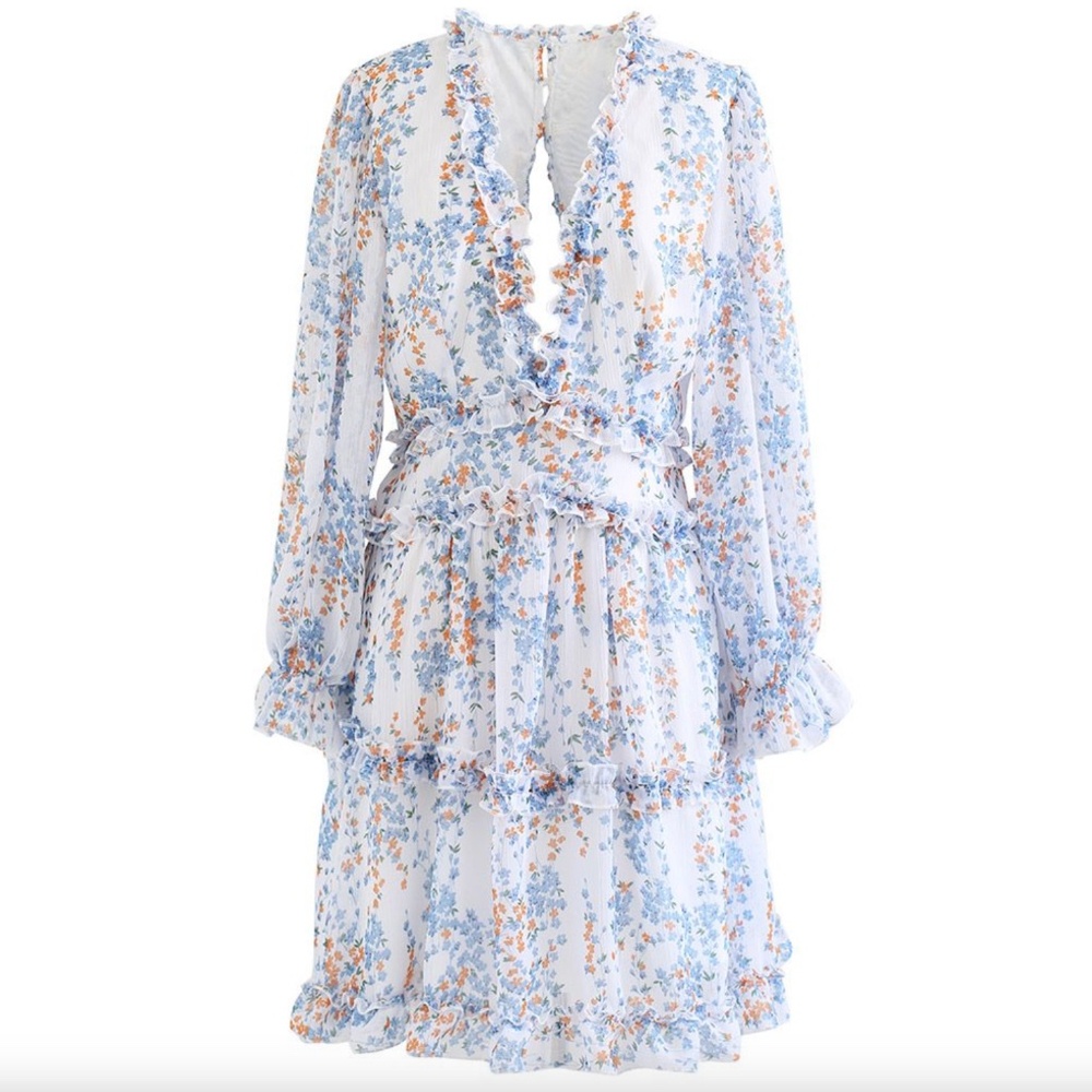Selfie Leslie Floral Ruffle Summer Sun Dress
